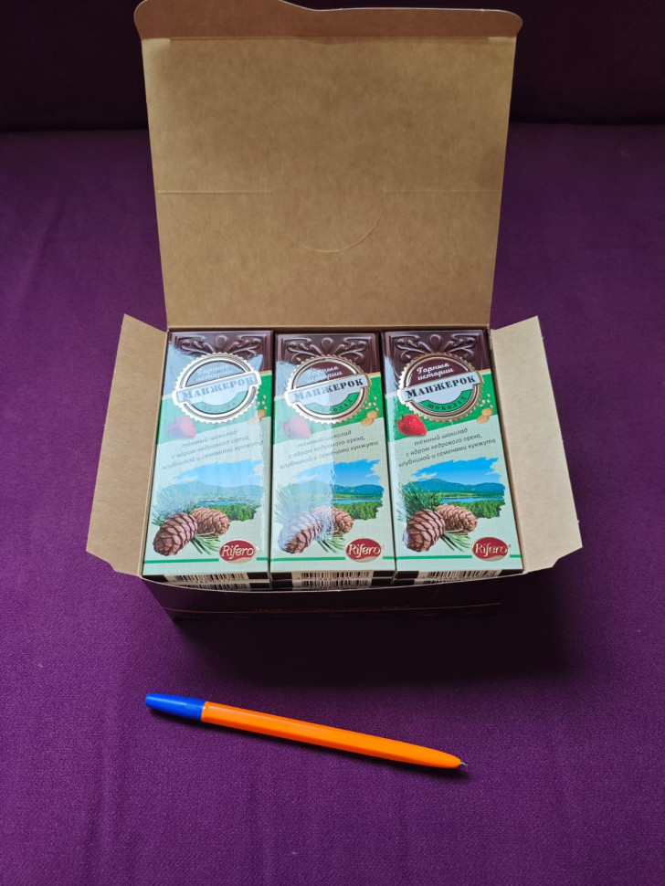   Риф и Ко Шоколадная плитка «Манжерок»(кедровые орехи, клубника, кунжут)  (блок 18шт по 55г)    в Махачкале