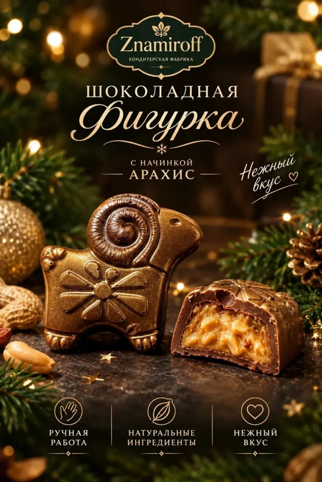  Шоколад фигурный "Баран-таран" молочный шоколад с арахисовой начинкой (блок 5шт по 70г) в Махачкале