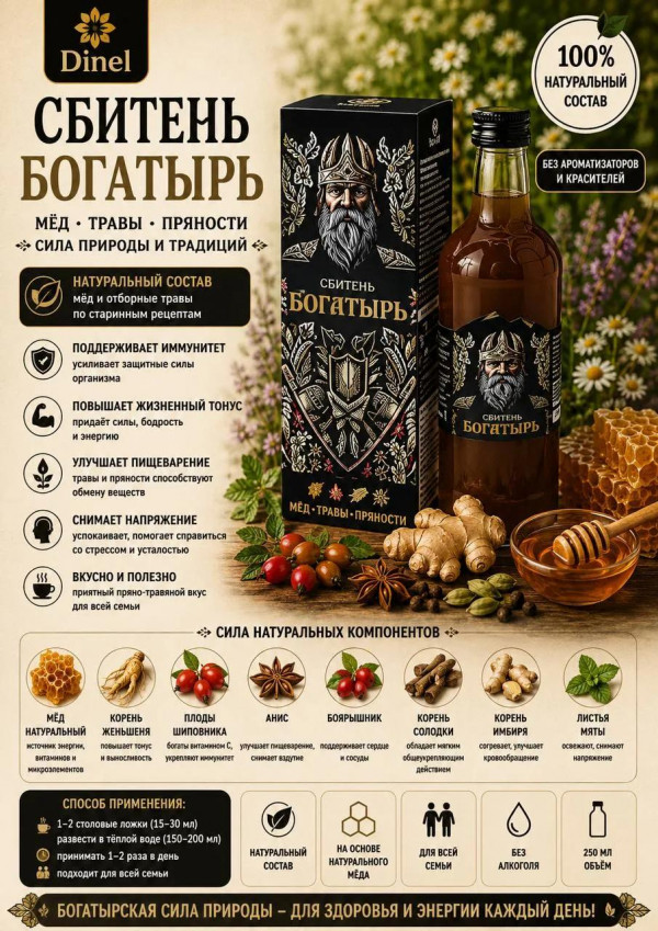 №3 Сбитень Богатырь, 250мл  в Махачкале