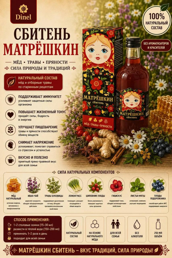 №3 Сбитень Матрёшкин, 250мл  в Махачкале