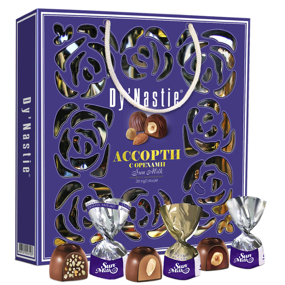  Династия Сумка Конфеты "Ассорти с орехами", 210г     в Махачкале